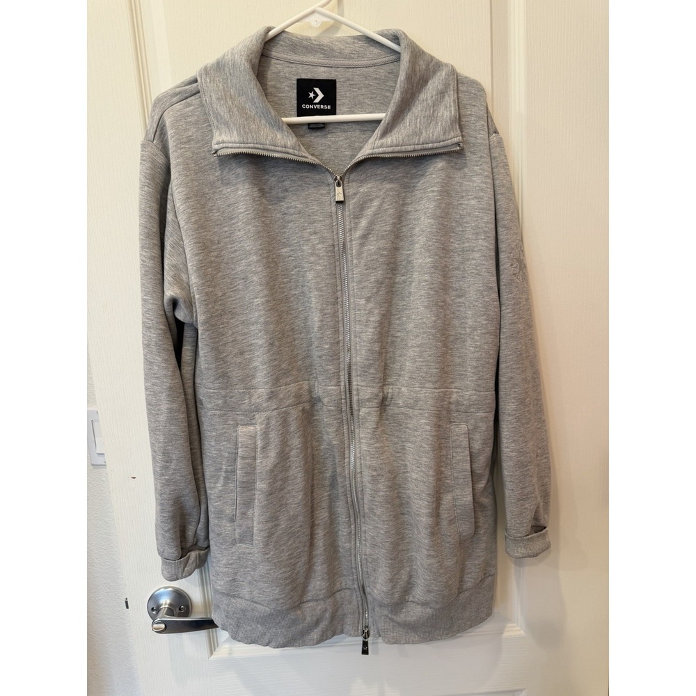 Converse Anorak Zip Up Jacket Sweatshirt Longline Cinched Waist Athleisure Tunic
